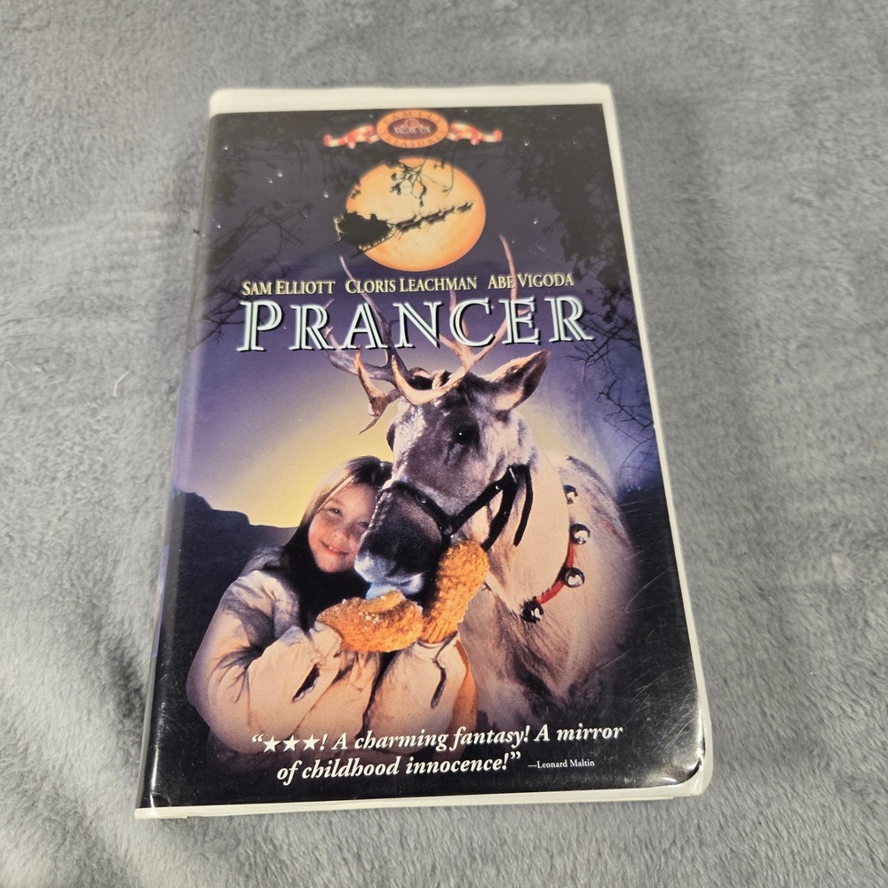 Prancer VHS 1989 Movie Sam Elliott Cloris Leachman MGM/UA Clamshell Tested‎